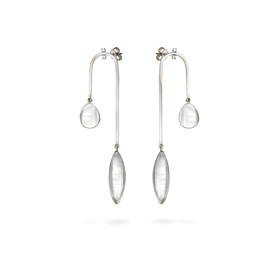 Curved 'Amo' earrings with mop AURUM | OR AMO CRV MAU18B MOP BIA CT 0,08